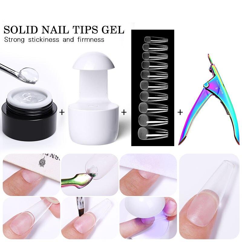 BORN PRETTY 5g Solid Nail Tips Gel Transparent Soak Off UV LED Nail Art Gel Varnish Function Gel UV Lamp Nail Extension Kits