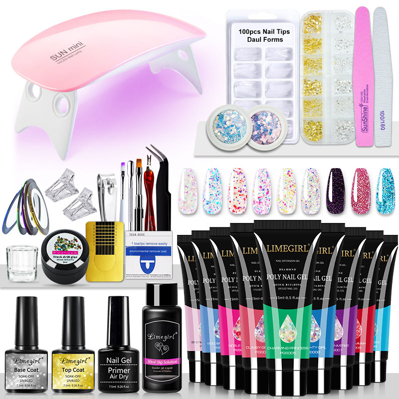 Limegirl Glitter Colors Poly Gel Nail Kit LM60 - Limegirlstore