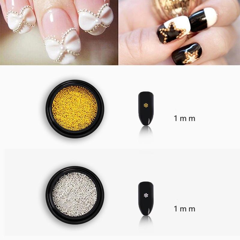 HNUIX Nail Art Tiny 0.4-3mm Steel Caviar Beads Mixed Size 3D Design  Gold Silver Rose Gold Black Jewelry Manicure DIY Decoration