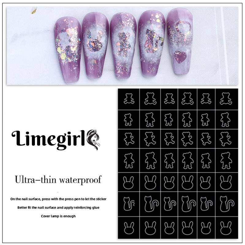 Fashion Bow Butterfly Nail Art Airbrush Stencils DIY Hollowed Cloud Heart Star Designs Nail Stamping Stickers Nail Art Template