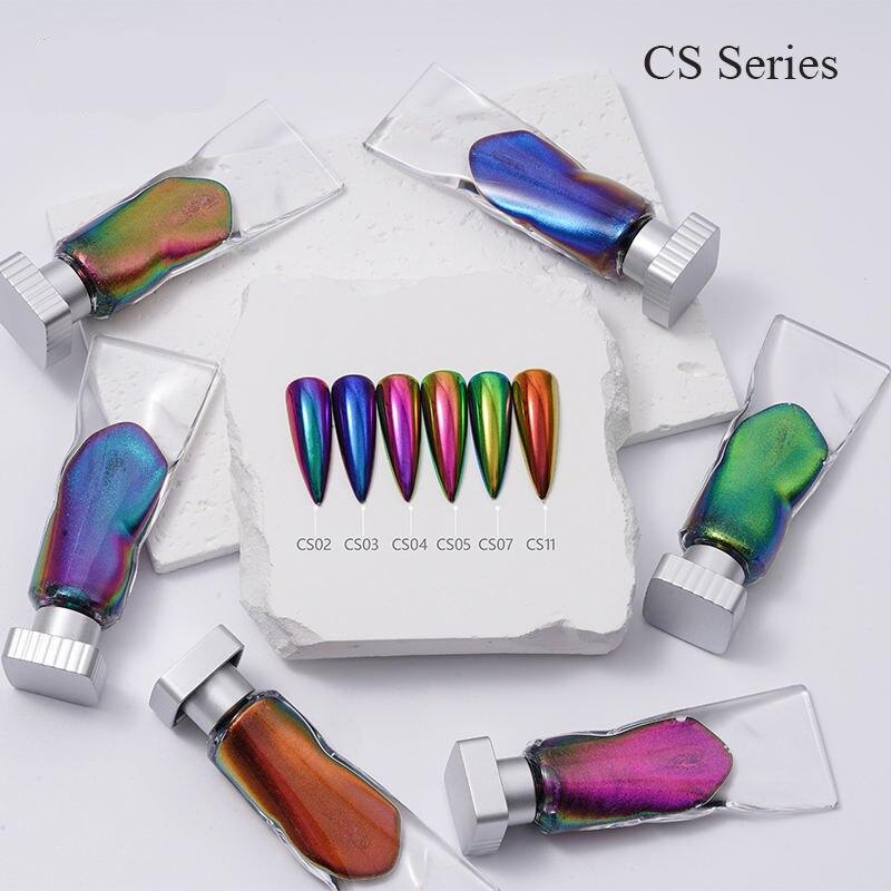 HNDO 24 Colors Liquid Type Mirror Chrome Powder Metallic Effect for Professional Nail Art Decor Manicure Nails Glitter Pigment