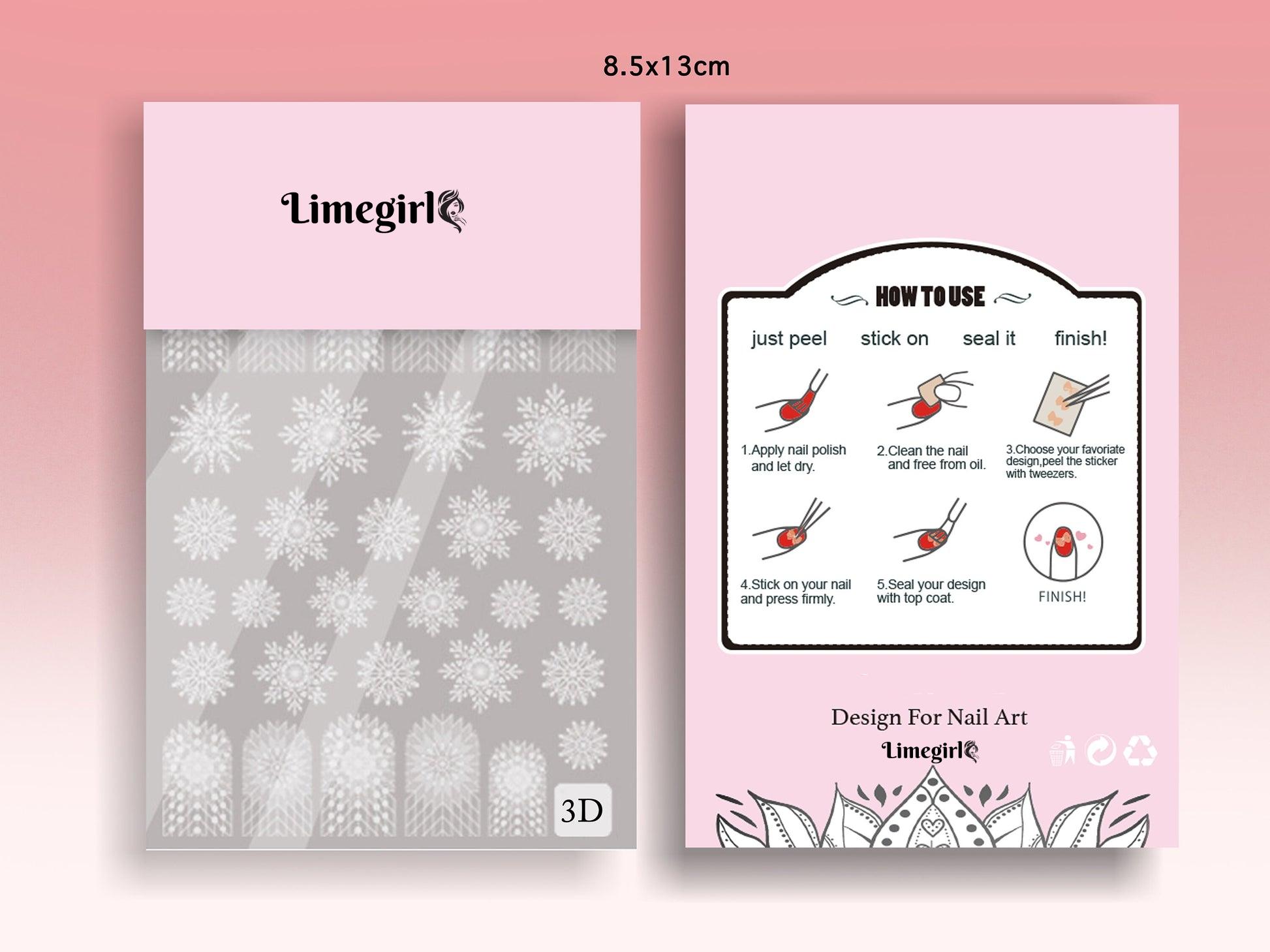 1 Sheet High Quality Embossed Big White Snowflake Winter Nail Sticker Fashion Winter Nail Art Design Decorative Decal