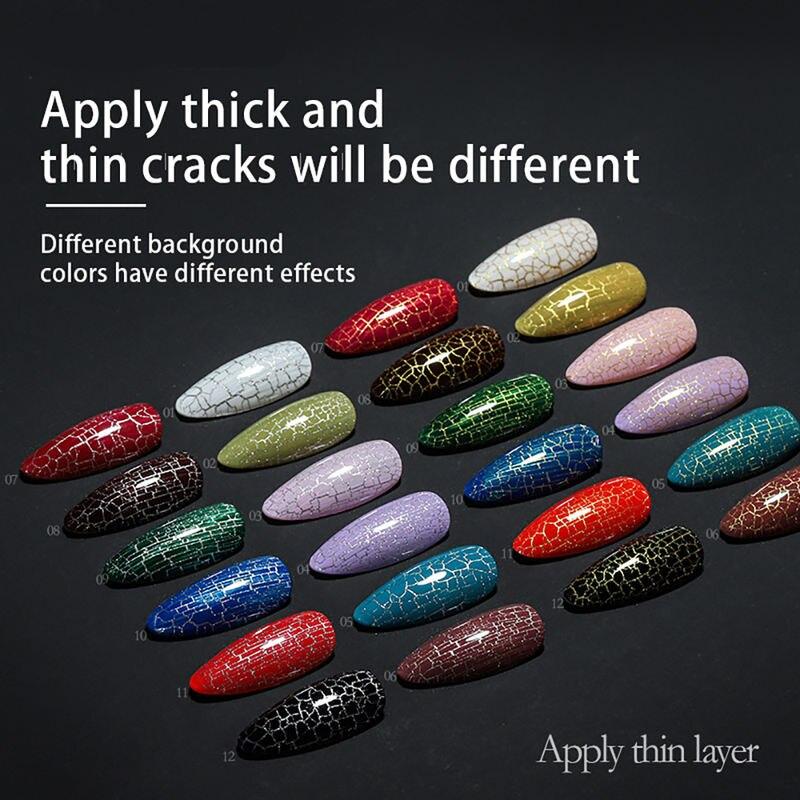 Vendeeni 15 Colors Crack Gel Nail Polish Tortoise Shell Shape UV Nail Art Lacquer Automatic Crack Nail Gel Varnish For Manicure