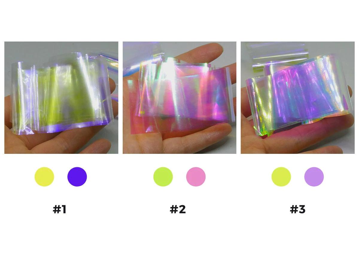 Colorful Mirror Glitter Decal Transfer Paper Nails Art Decoration Nail Foil Film Aurora Broken Glass Foils Laser Cellophane