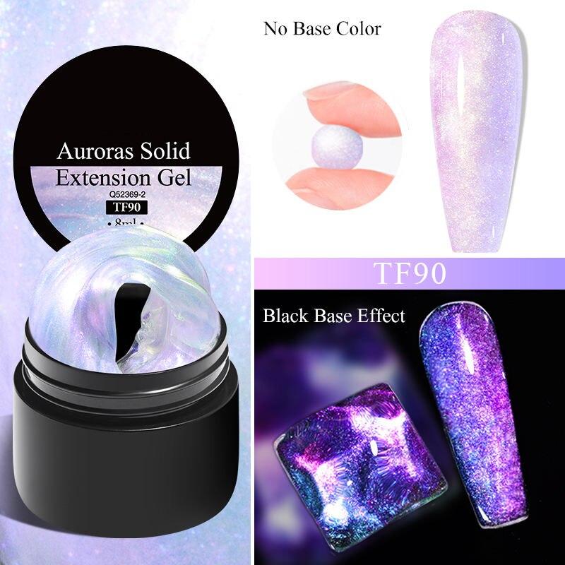 8ml Aurora Non Stick Hand Extension Nail Gel Polish Purple Dream Color Extension Gel Rhinestone Glue Gel Nail Art For Manicure