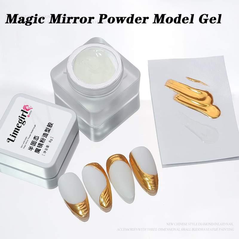 Semi-solid Magic Mirror Powder Modeling Gel 3D Tranparent Phototherapy Nail Art Glue Multifunctional Glue Soak Off UV Manicure8g
