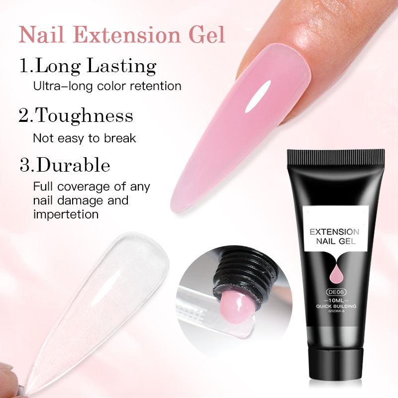 Mtssii 10ML Nail Extension Gel Semi Permanent Hard Gel Acrylic Crystal White Clear Nude Gel Nail Polish UV Construction Gel