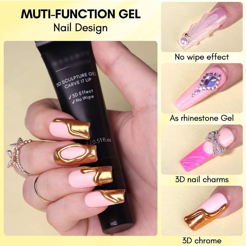 Makartt 3D Nail Gel, Sculpting Gel for Nail Art 15g DIY Craving Gel Nail Art Painting Gel, No wipe 3D Molding Gel for Nails