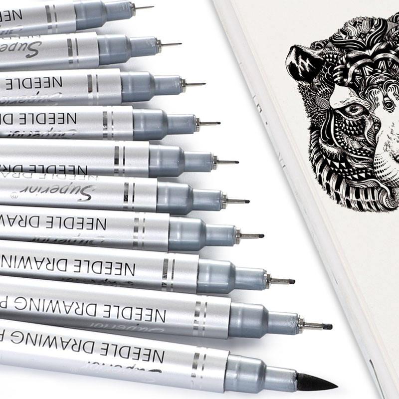 Black Fineliner Needle Drawing Pen Set-waterproof