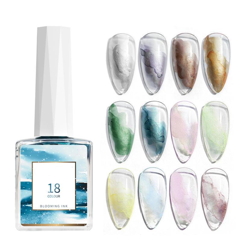 CANNI Silver Golden Pink Rose Blooming Liquid Air Dry Nail Art Design Venalisa Water Color Ink Smoke Effect Painting Nail Polish