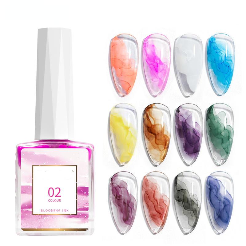 CANNI Silver Golden Pink Rose Blooming Liquid Air Dry Nail Art Design Venalisa Water Color Ink Smoke Effect Painting Nail Polish