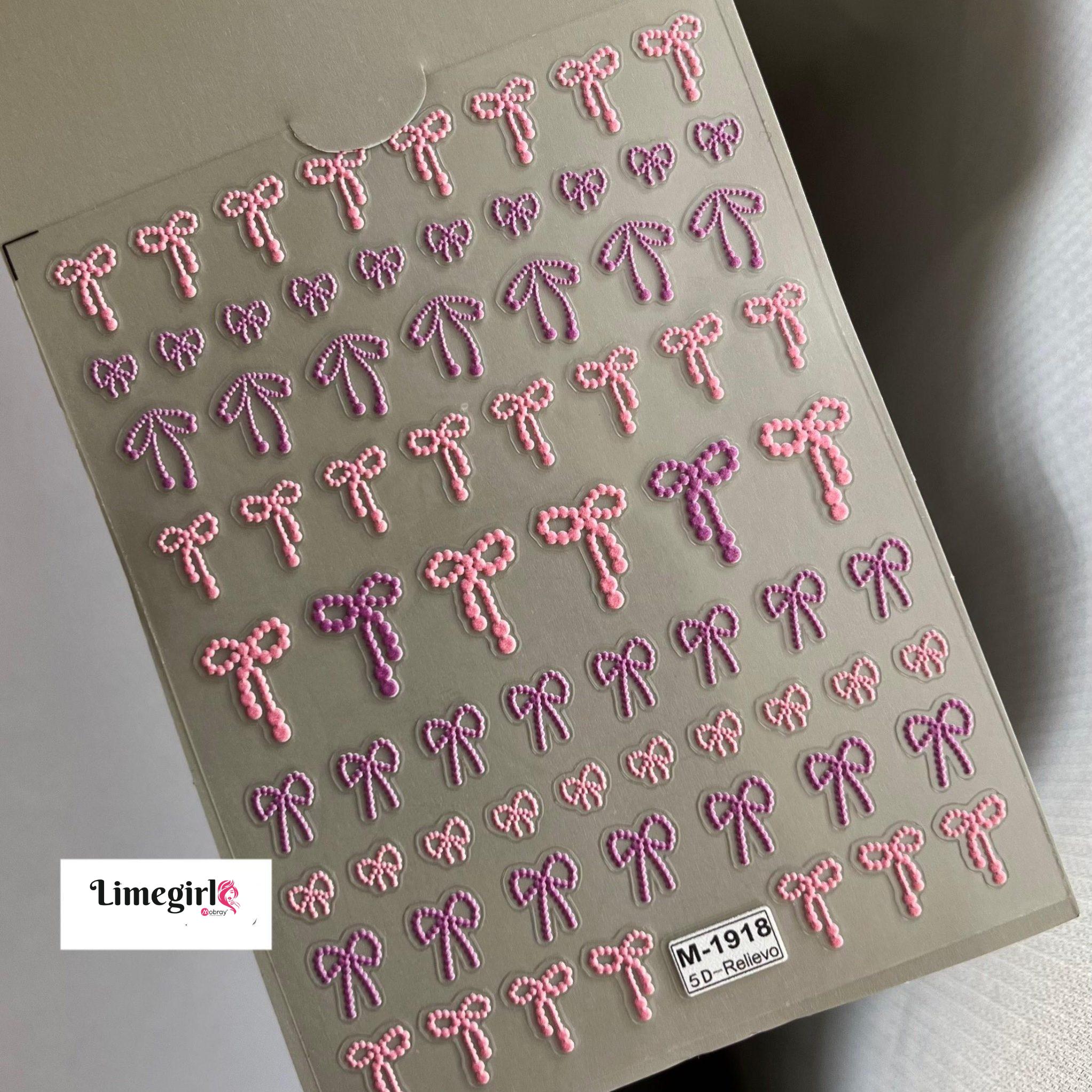 5D Beauty Bowknot Silk Ribbon Elegant Tie Knot Bow Self Adhesive Nail Art Stickers Shiny Charming Manicure Decals Nail Supplies