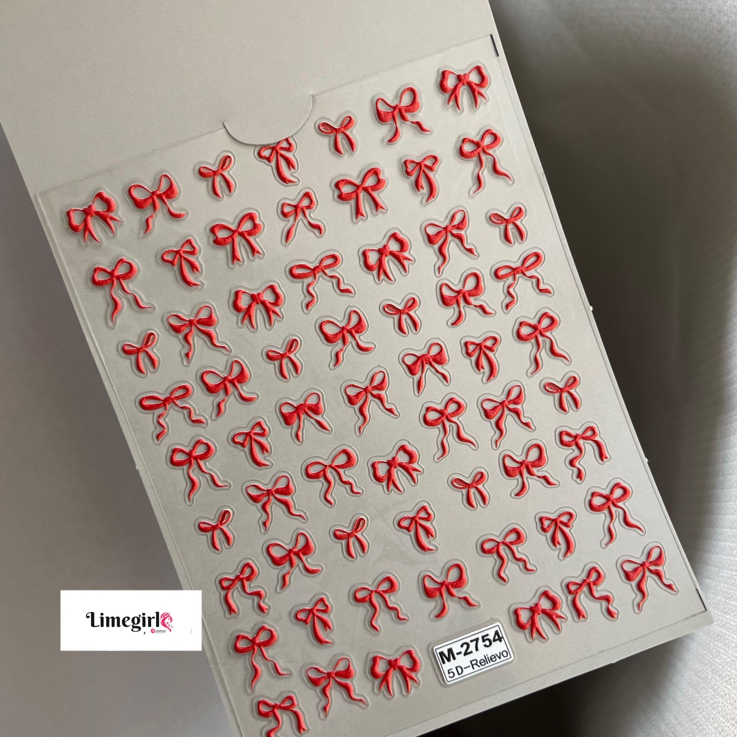 5D Beauty Bowknot Silk Ribbon Elegant Tie Knot Bow Self Adhesive Nail Art Stickers Shiny Charming Manicure Decals Nail Supplies