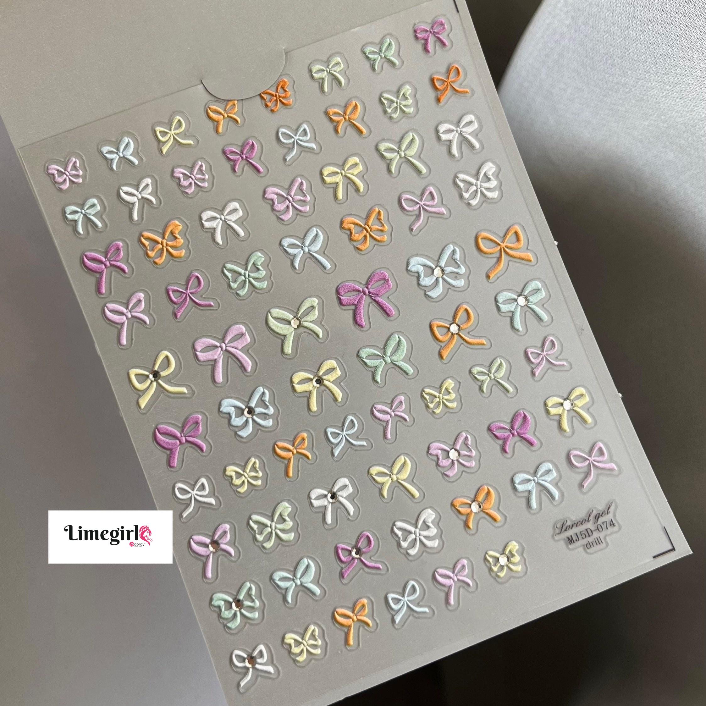 5D Beauty Bowknot Silk Ribbon Elegant Tie Knot Bow Self Adhesive Nail Art Stickers Shiny Charming Manicure Decals Nail Supplies