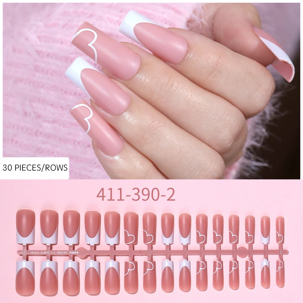 120pcs Medium Square French Press on Nail Brown Pink Base Colors Matte Fake Gel Nail Tips Fit Woman Girls Acrylic False Nails