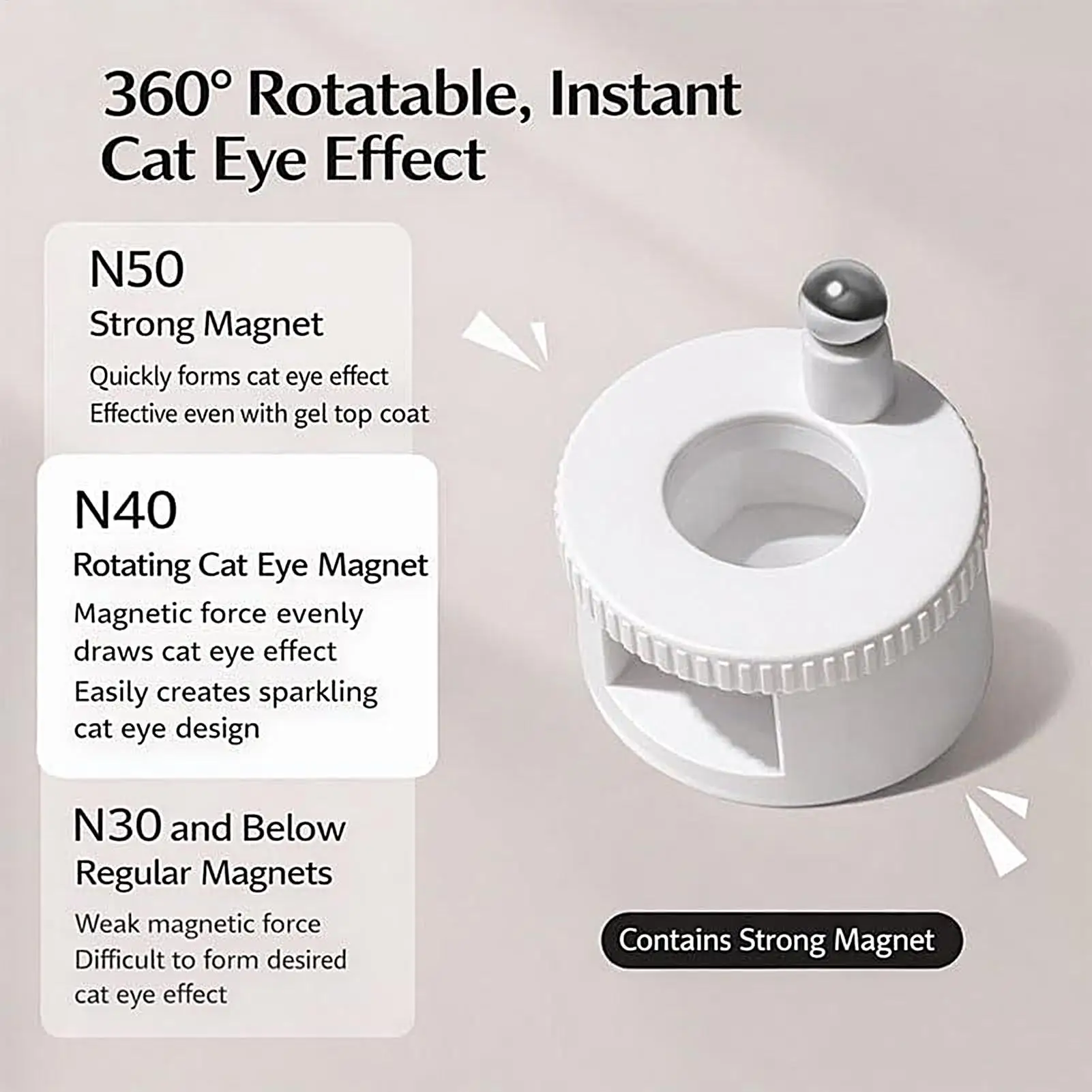 Rotating Cat Eye Nail Magnet Wide Light Glass Bead Effect Multifunctional Strong Automatic Nail Art Magnetic for Gel Nail Polish