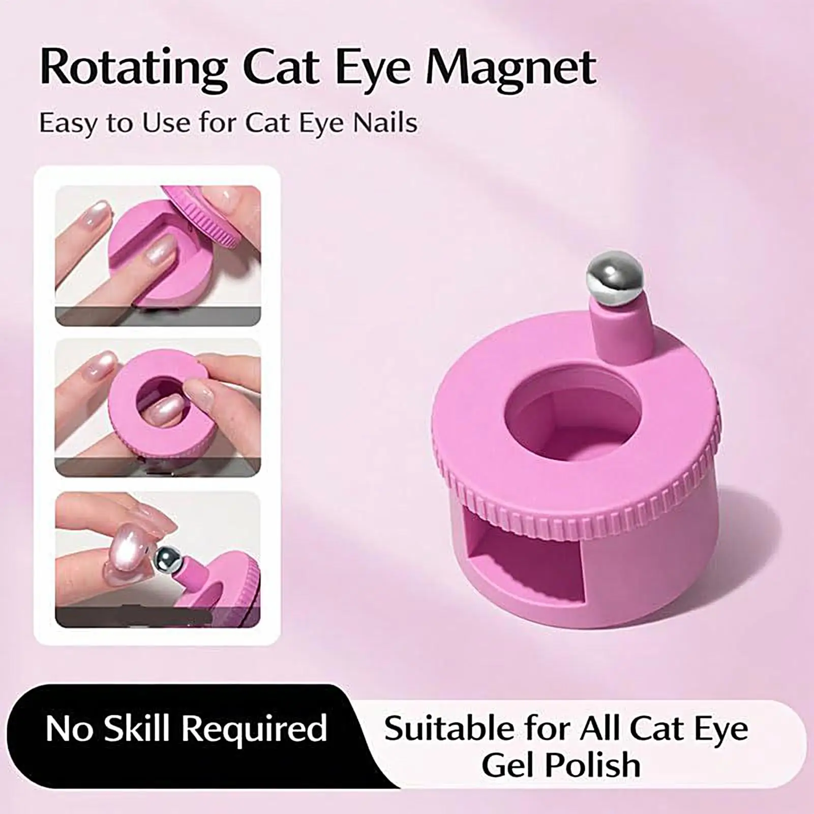 Rotating Cat Eye Nail Magnet Wide Light Glass Bead Effect Multifunctional Strong Automatic Nail Art Magnetic for Gel Nail Polish