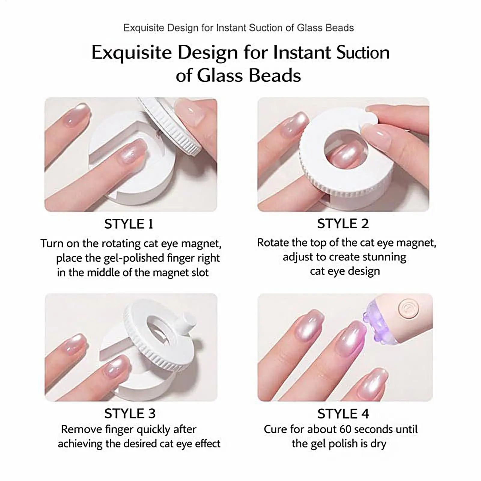 Rotating Cat Eye Nail Magnet Wide Light Glass Bead Effect Multifunctional Strong Automatic Nail Art Magnetic for Gel Nail Polish