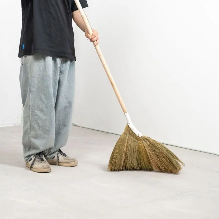 Broom Indoor Grass Broom Long Handle Broomstick for House, Garage, Office, Lobby Room, Kitchen