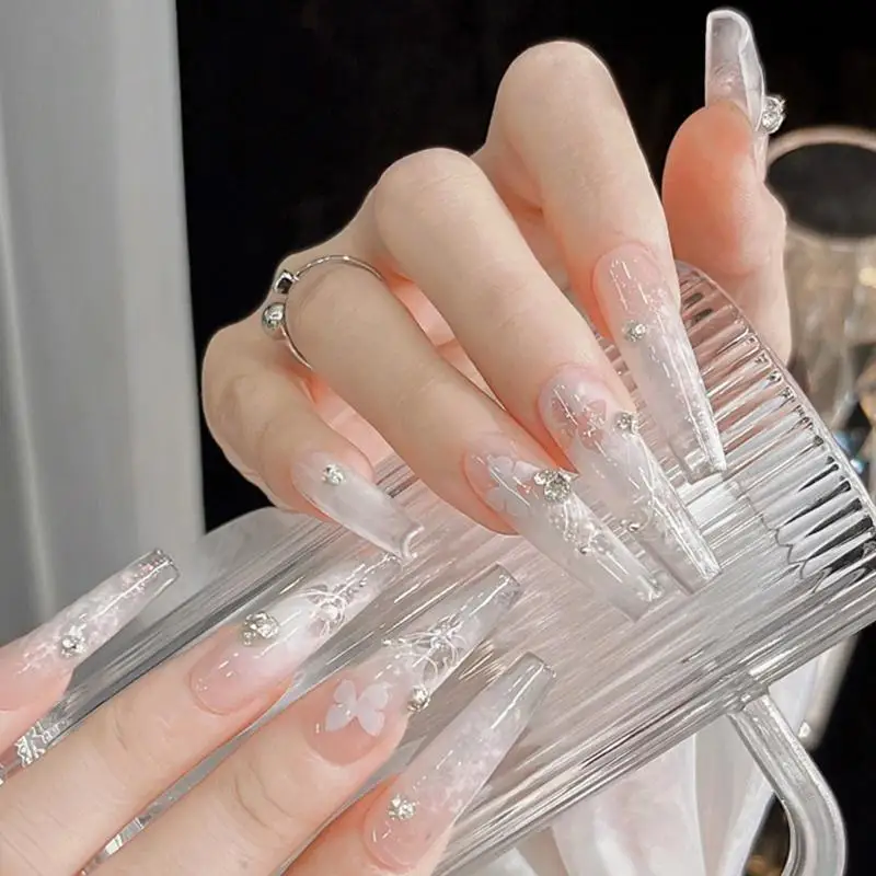 Flower Tulip Butterfly Pattern Hollow Out Nail Art Stickers Colorful Nail Charm Template Stamp Manicure Decals Decoration