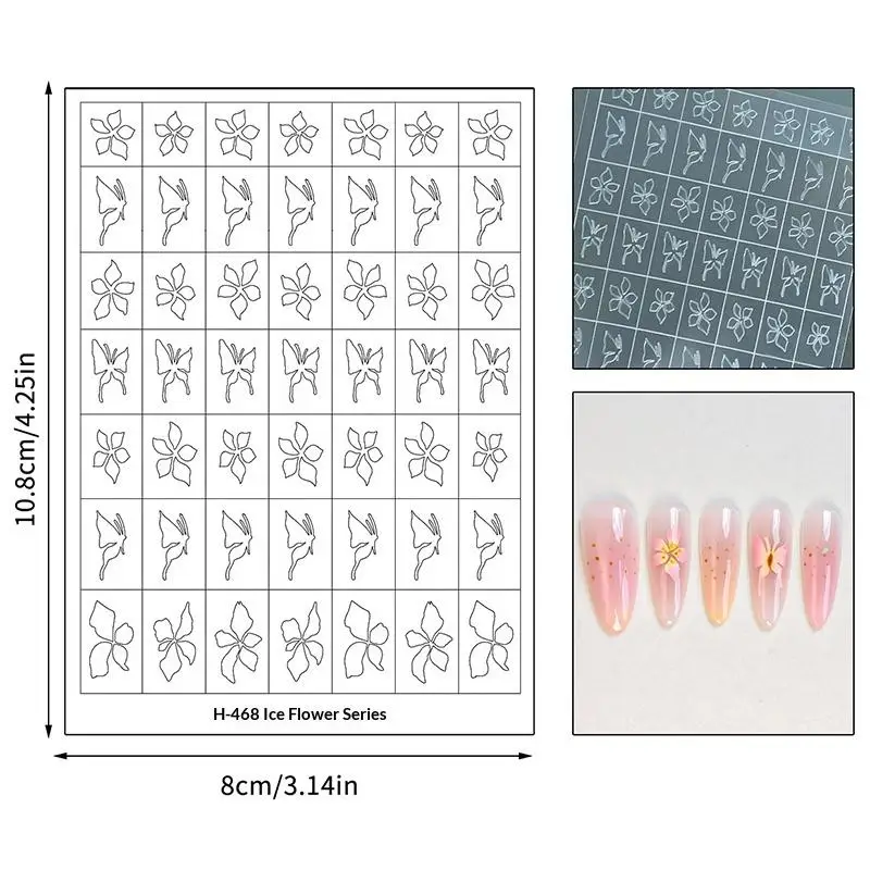 Flower Tulip Butterfly Pattern Hollow Out Nail Art Stickers Colorful Nail Charm Template Stamp Manicure Decals Decoration