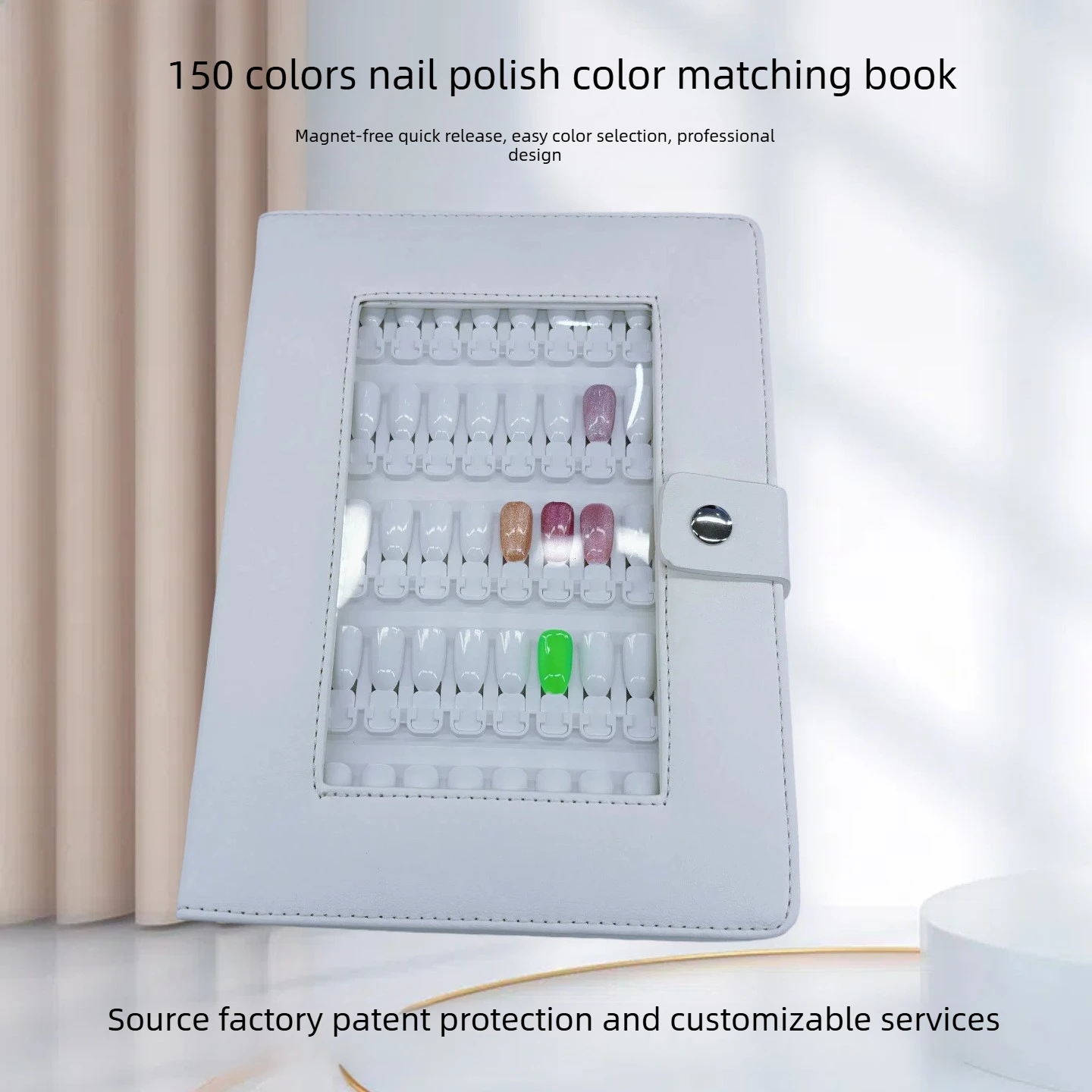 Professional 150 Colors Nail Polish Swatch Book Detachable Display Album No Glue Needed Easy to Update for Salon Home DIY