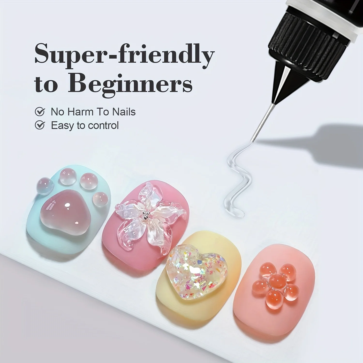 10g 3D Nail Art Gel, UV Curing Floral Design, Creative Flower Butterfly Cartoon Patterns, Manicure Gel Mold, Nail Decoration