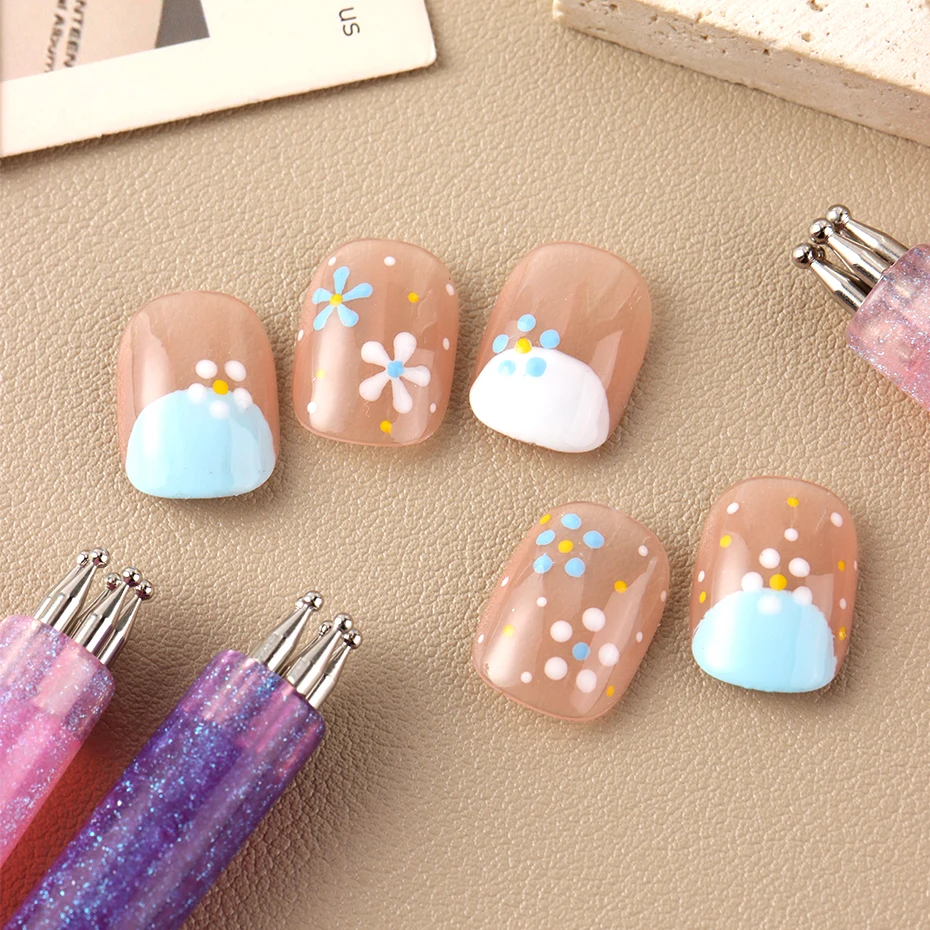 5 Point Nail Art Dotting Pen Ball Dotting Tools 5 Different Size Tips for Dots Flowers Mandalas Manicure Painting Pen Nail Tools
