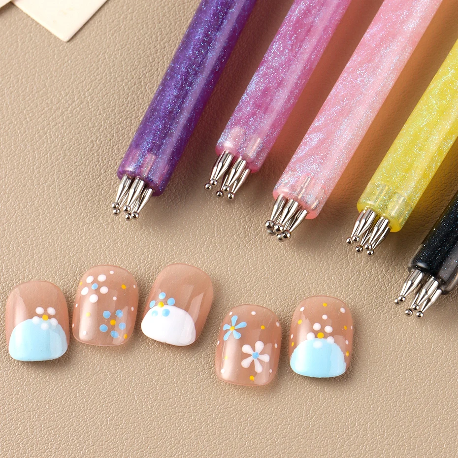 5 Point Nail Art Dotting Pen Ball Dotting Tools 5 Different Size Tips for Dots Flowers Mandalas Manicure Painting Pen Nail Tools
